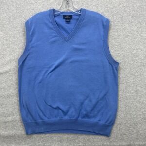 Brooks Brothers Sweater Vest Mens Large Blue 346 Supima Cotton Jumper V Neck